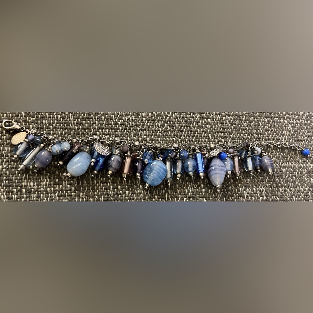 Baked Beads Signed Blue Glass Bracelet & Necklace Set - Picture 5 of 6